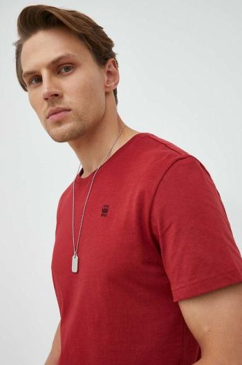Bavlnené tričko G-Star Raw červená farba, jednofarebné