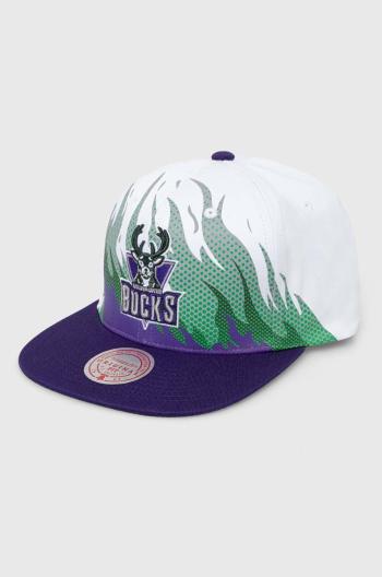 Bavlnená šiltovka Mitchell&Ness MILWAUKEE BUCKS biela farba, vzorovaná