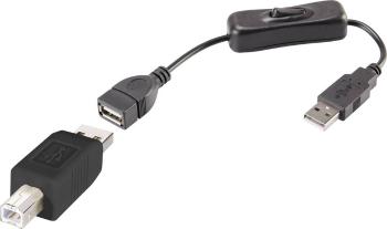 Renkforce #####USB-Kabel USB 2.0 #####USB-A Stecker, #####USB-B Stecker 25.00 cm čierna vr. spínače ZAP / VYP, pozlátené