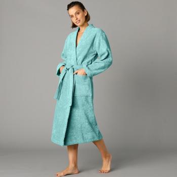 Blancheporte Jednofarebný župan s kimono golierom, pre dospelých smaragdová zelená 50/52