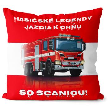 Vankúš Hasičské legendy – Scania (Veľkosť: 40 x 40 cm)