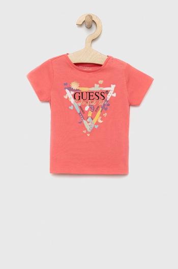 Tričko pre bábätko Guess ružová farba