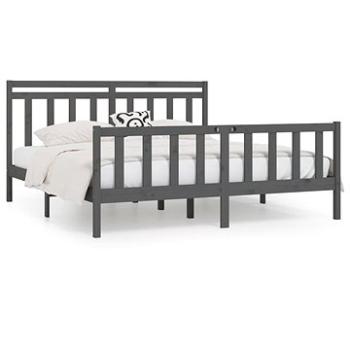 Rám postele sivý masívna borovica 180 × 200 cm Super King, 3107045