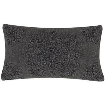 BELIANI, Dekoratívny bavlnený vankúš 30 × 50 cm tmavo sivý VELOOR, 203193 (beliani_203193)