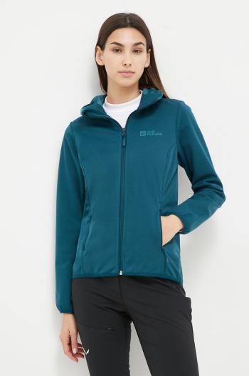 Turistická bunda Jack Wolfskin Windhain Hoody tyrkysová farba