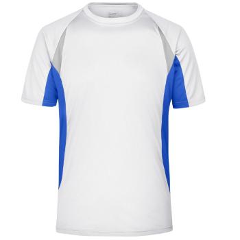 James & Nicholson Pánske funkčné tričko s krátkym rukávom JN391 - Biela / kráľovská modrá | S