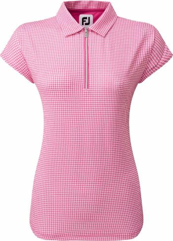 Footjoy Houndstooth Print Cap Sleeve Womens Polo Shirt Hot Pink S