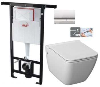 ALCADRAIN Alcadrain Jádromodul - predstenový inštalačný systém s chrómovým tlačidlom M1721 + WC JIKA PURE + SEDADLO duraplast AM102/1120 M1721 PU1