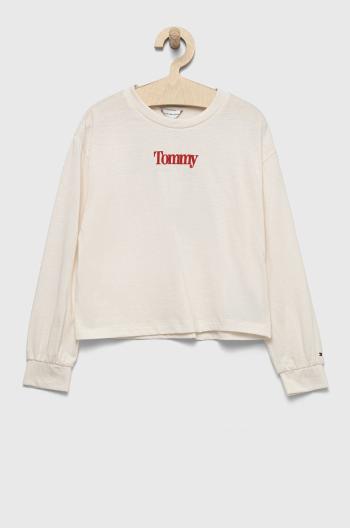 Detské tričko s dlhým rukávom Tommy Hilfiger biela farba,