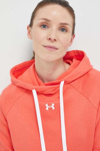 Mikina Under Armour dámska, oranžová farba, s kapucňou, jednofarebná