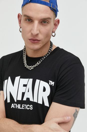 Bavlnené tričko Unfair Athletics čierna farba, s potlačou