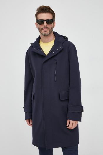 Kabát BOSS pánsky, tmavomodrá farba, prechodný, oversize