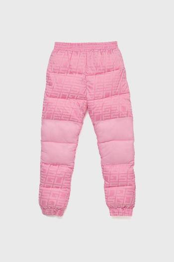 Detské nohavice Guess ružová farba, vzorované