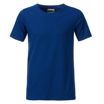 James & Nicholson Klasické chlapčenské tričko z biobavlny 8008B - Tmavá kráľovská modrá | S