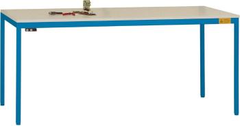 Manuflex LD1918.5007 ESD pracovný stôl UNIDESK s melamínovou doskou, rám briliantovo modrá RAL 5007, š xhxv = 1600 x 800