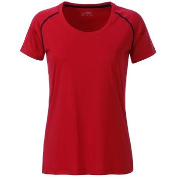 James & Nicholson Dámske funkčné tričko JN495 - Červená / čierna | M