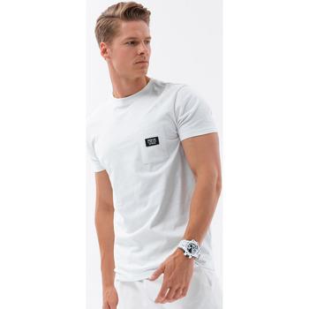 Ombre  Tričká s krátkym rukávom Pánske bavlnené tričko s vreckom - biele V8 S1743  viacfarebny
