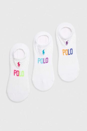 Ponožky Polo Ralph Lauren 3-pak dámske, biela farba