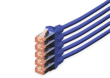 Digitus DK-1644-100-B-5 RJ45 sieťové káble, prepojovacie káble CAT 6 S/FTP 10.00 m modrá fóliové tienenie, kompletné tie