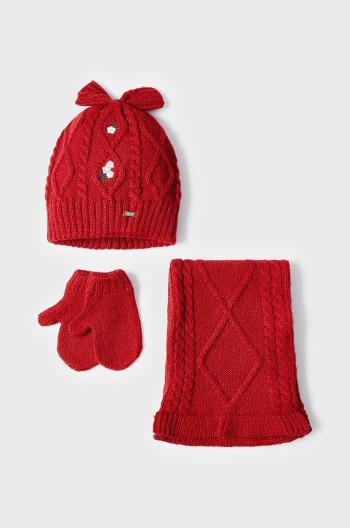Detská čiapka, šál a rukavice Mayoral červená farba