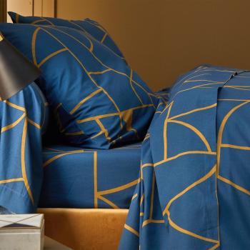 Blancheporte Posteľná bielizeň Geoffroy s grafickým dizajnom, bavlna pávie modrá obliečka na prikrývku140x200cm