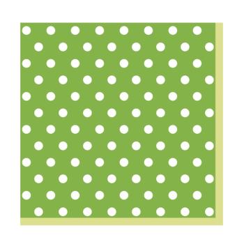 Servítky na dekupáž – Zelená s bodkami  – 1 ks