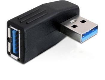 DeLock adaptér USB 3.0 samec - USB 3.0 samica pod uholom 90 ° horizontálne