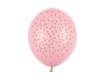 PartyDeco Sada latexových balónov - ružové s bodkami 30 cm
