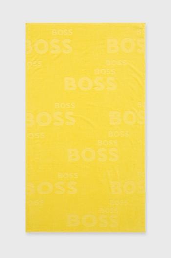 Bavlnený uterák Boss žltá farba