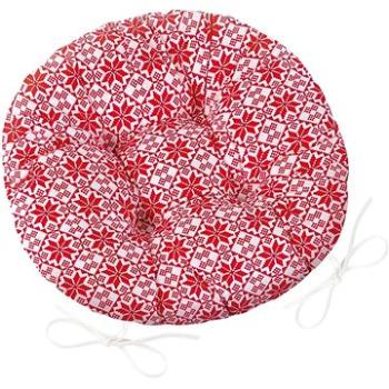 Bellatex Adéla prošívaný kulatý - průměr 40 cm - kaleidoskop - červená, bílá (4949)