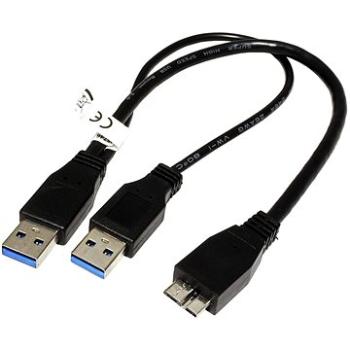 OEM USB SuperSpeed 5Gbps Y kábel 2× USB 3.0 A(M) – micro USB 3.0 B(M), 0,3 m, čierny (95746)
