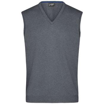 James & Nicholson Pánsky sveter bez rukávov JN657 - Šedý melír | XL