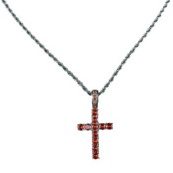 Náhrdelník Zircon Cross Strieborná/Oranžová KP22769