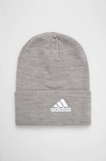 Čiapka adidas šedá farba, z hrubej pleteniny,