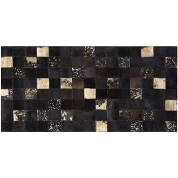 Hnedo-zlatý patchwork kožený koberec 80 × 150 cm BANDIRMA, 57891 (beliani_57891)