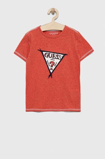 Detské tričko Guess červená farba, s nášivkou