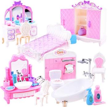 Nábytok pre bábiky: kúpeľňa a spálňa