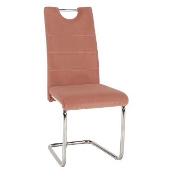 Jedálenská stolička, ružová Velvet látka/svetlé šitie, ABIRA NEW P1, poškodený tovar