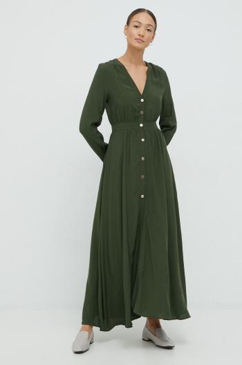 Šaty Sisley zelená farba, maxi, rovný strih