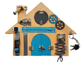 Activity board - Domček - modrý  blue house
