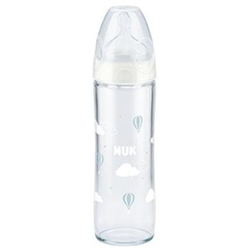 NUK dojčenská fľaša Love, 240 ml – sklenená, biele balóny (BABY0032b)