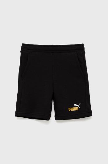 Detské krátke nohavice Puma ESS+ 2 Col Shorts TR B čierna farba, nastaviteľný pás