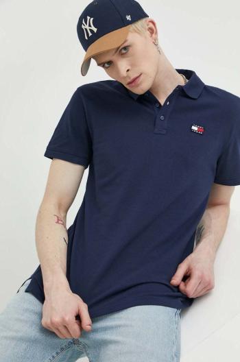 Bavlnené polo tričko Tommy Jeans tmavomodrá farba, s nášivkou