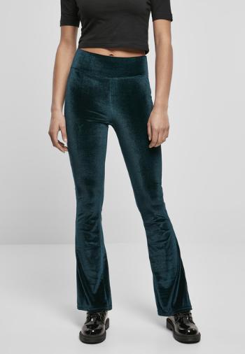 Urban Classics Ladies High Waist Velvet Boot Cut Leggings teal - M