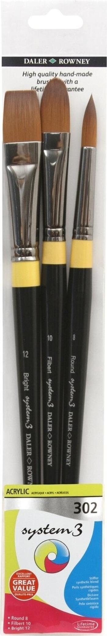 Daler Rowney System3 Acrylic Brush Stiff Synthetic Sada štetcov 1 ks