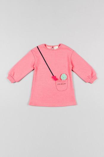 Dievčenské šaty zippy ružová farba, mini, oversize