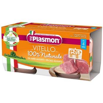 PLASMON bezlepkový mäsový s obilím, teľacie bez škrobu a soli 2× 80 g, 4 mes.+ (8001040016558)