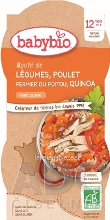 BabyBIO Zelenina s kuracím mäsom a quinoa príkrm - menu (od ukonč. 12. mesiaca) 2x200 g