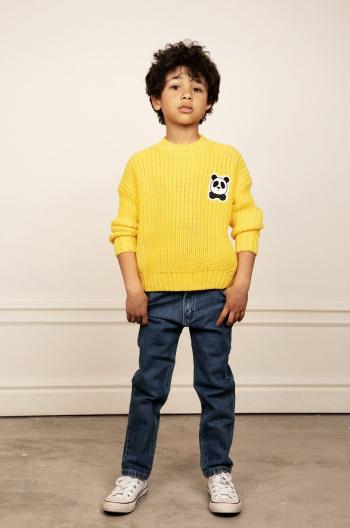 Detský bavlnený sveter Mini Rodini žltá farba,