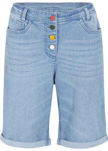 Komfortné strečové džínsové bermudy s vyšívkou a pohodlným pásom